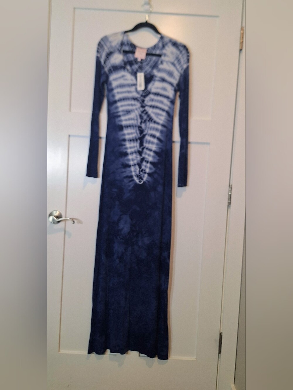 Romeo & Juliet Couture Maxi Dress Indigo Blue White Tie Dye Made In USA Small